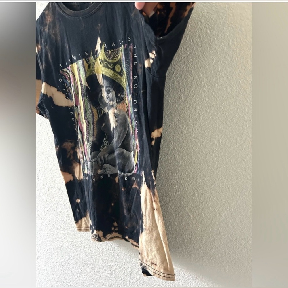 Biggie Smalls Notorious B.I.G. Graphic Tee | Custom Bleach Dyed | Fits M - Picture 3 of 7